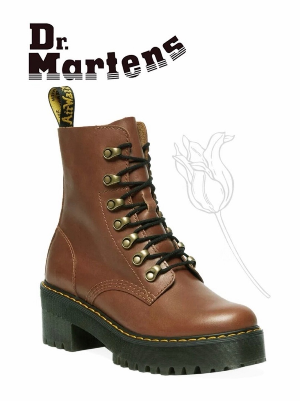 Dr. Martens Leona Farrier Leather Heeled Boots
